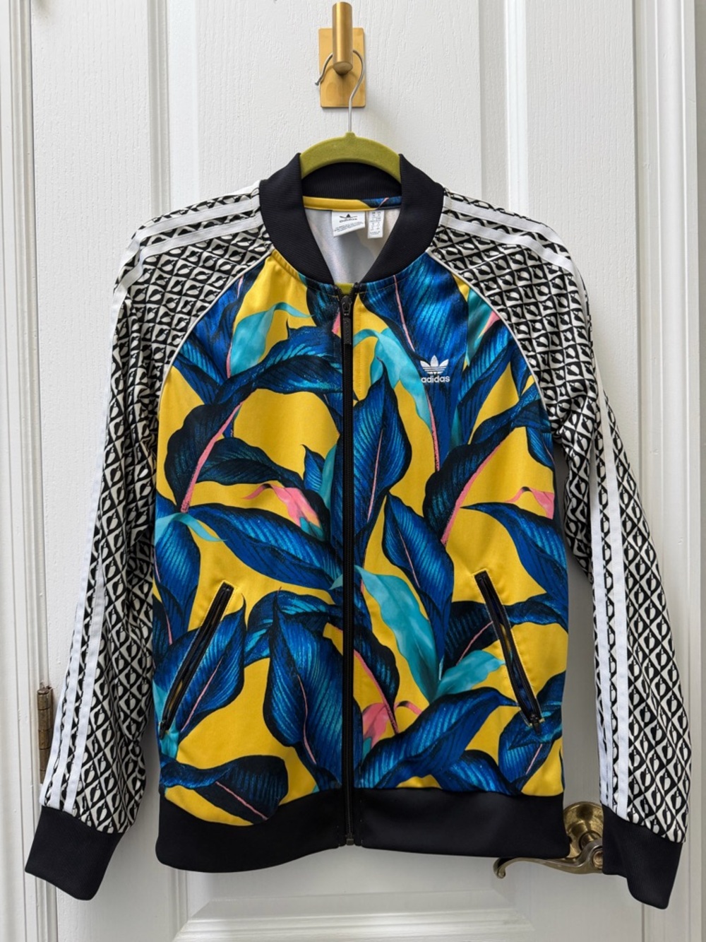 adidas Blue & Yellow Tropical Print Track Jacket